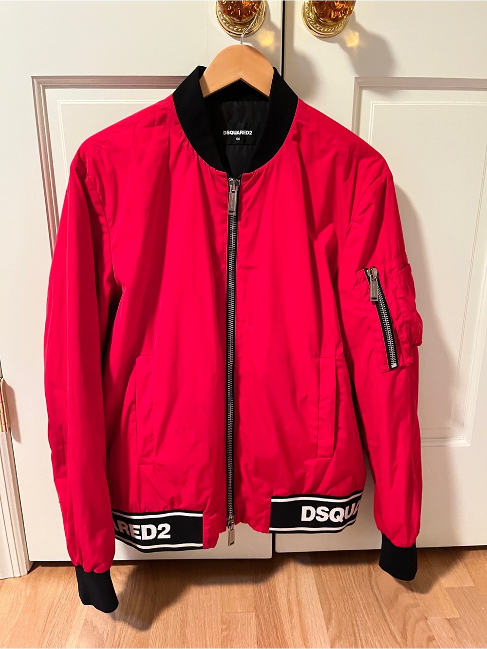 DSQUARED2 Red Bomber Jacket with Black Trim
